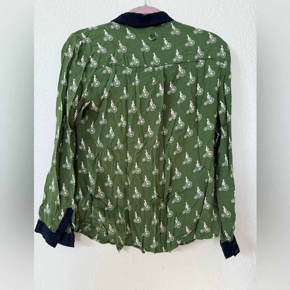 ANTHROPOLOGIE MAEVE BICYCLE PRINT TOP 8 - Picture 4 of 5
